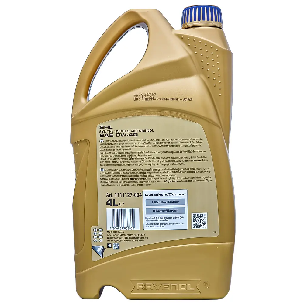 روغن موتور راونول 0W-40 SHL حجم 4 لیتر