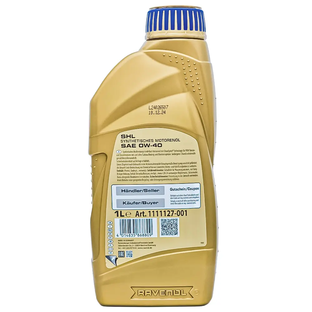 روغن موتور راونول 0W-40 SHL حجم 1 لیتر
