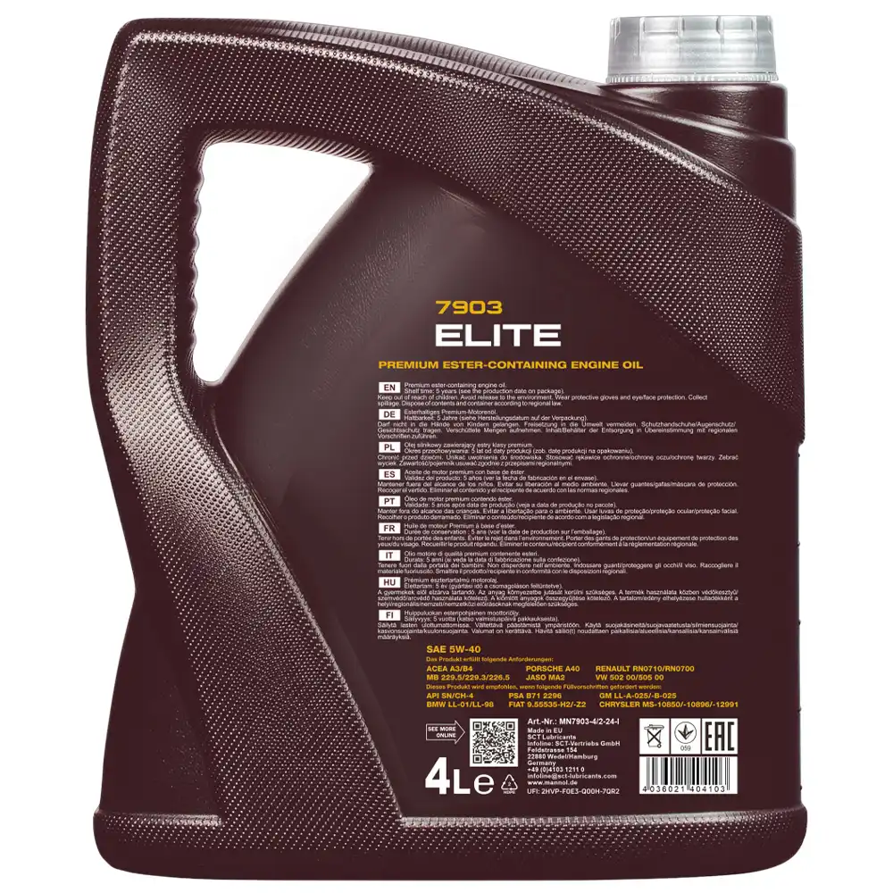 روغن موتور مانول Elite 5W40 حجم 4 لیتر