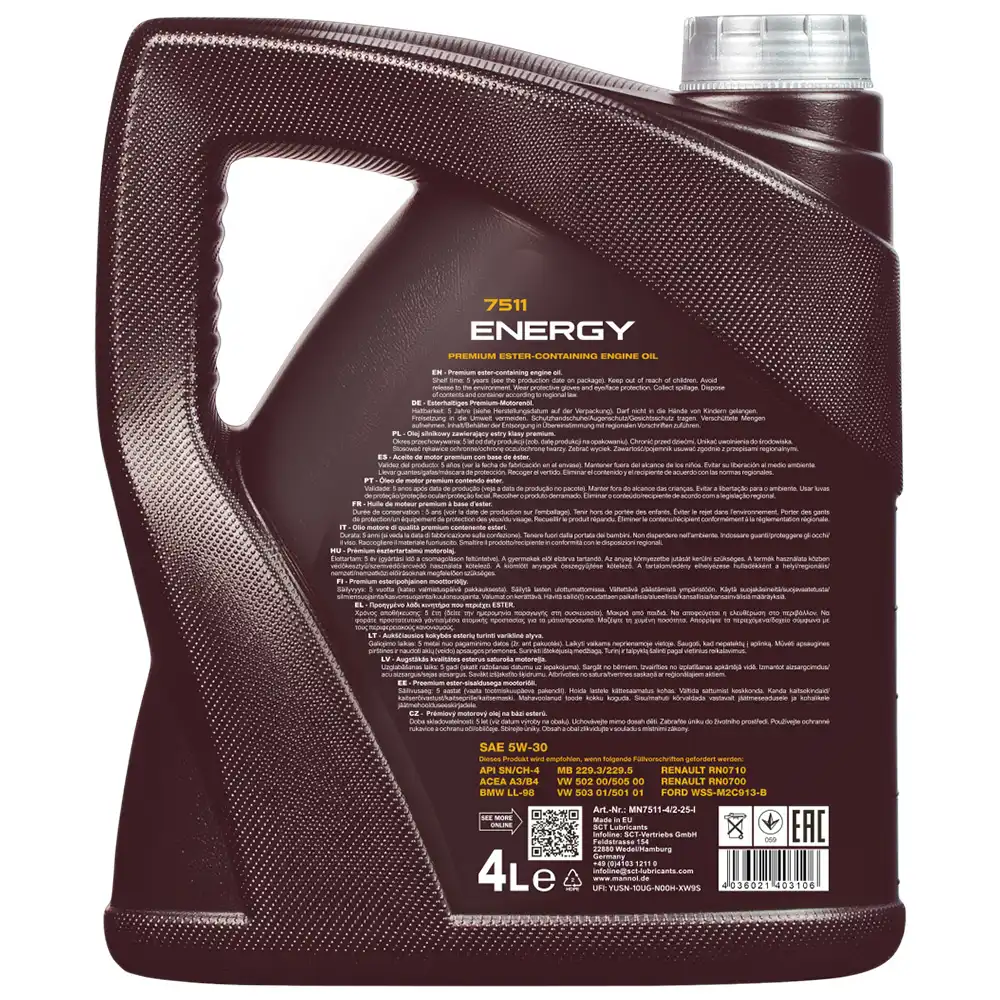 روغن موتور مانول Energy 5W30 حجم 4 لیتر