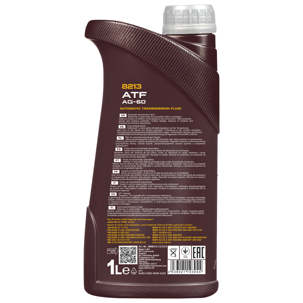 روغن گیربکس اتوماتیک مانول AG60 8HPxx حجم 1 لیتر