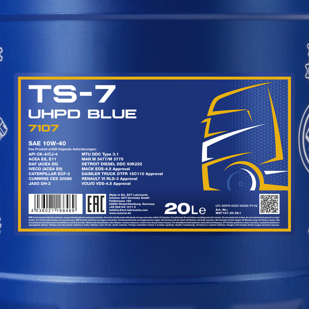 روغن موتور دیزلی مانول TS-7 UHPD 10W-40 Blue حجم 20 لیتر
